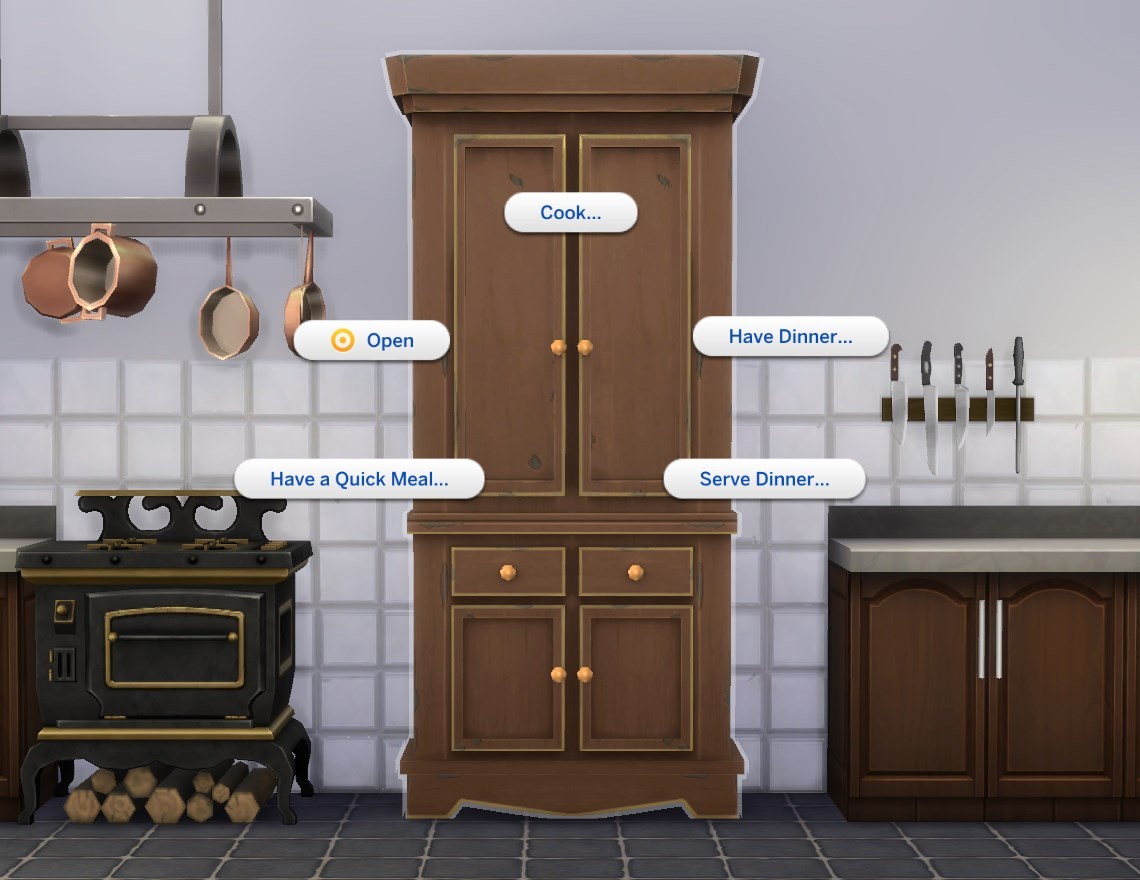 Sims 4 medieval and fantasy | Kitchen Cupboard fridge by plasticbox on