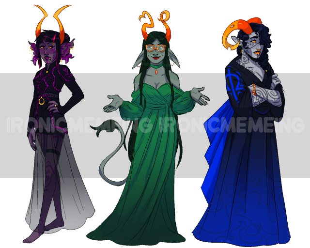 Its been a while lads, did some fancy dress ladies! Homestuck troll adopts 3/3 open 1. Violet blood $35 usd OPEN 2. Jade blood...