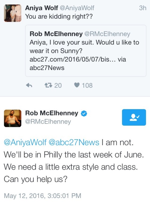 thetrolltolls:Rob Mcelhenney invites Aniya Wolf, a lesbian...