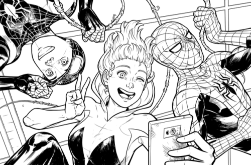 reniedraws:The image and linework alone of my Spidey Selfie...