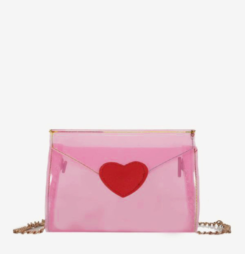 softjoy:♡ heart patch transparent bag ♡