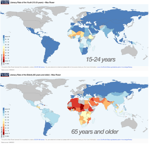 Older & Younger Generations Literacy Rate In... - Maps On The Web