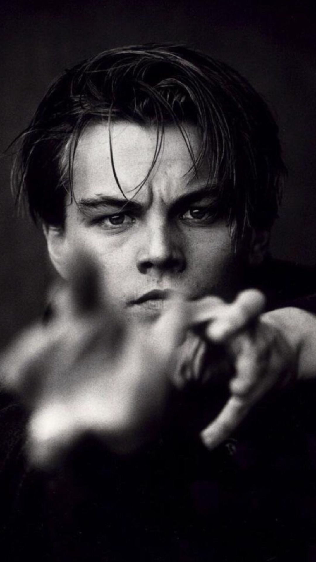 black and white (young) Leonardo DiCaprio...