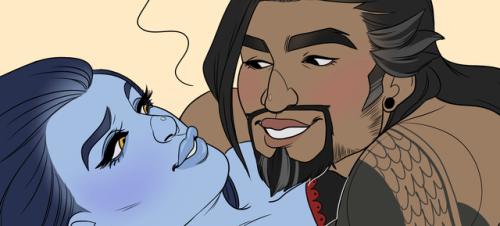 param1les:drew hanzo snuggling with his lady