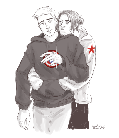 inediblesushi:for anon who wanted bucky in a hoodie and bun...