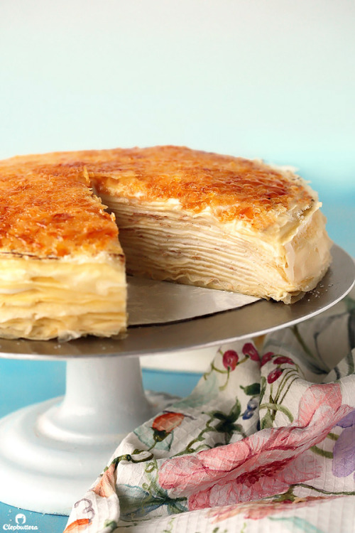 sweetoothgirl:Crème Brûlée Mille Crêpe Cake