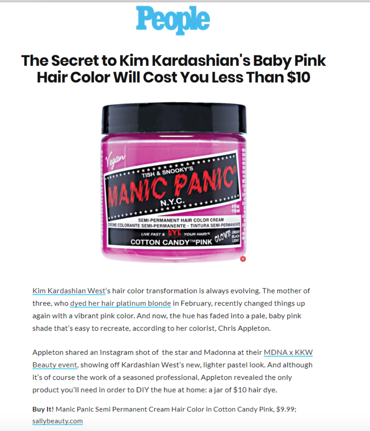 Manic Panic Nyc Kim K S Secret Sauce For Pink Is Manic Panic