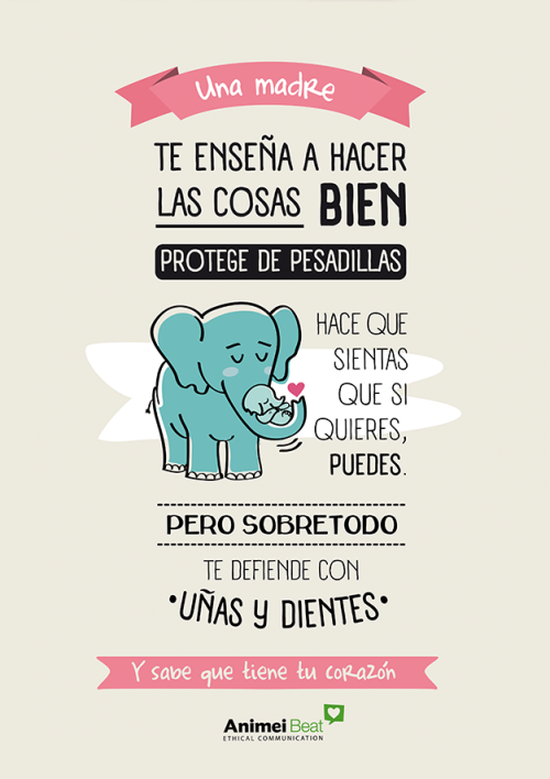 madre regalo arte lámina AnimeiBeat decoración amor animales vegan veganismo elefante bebé niños love