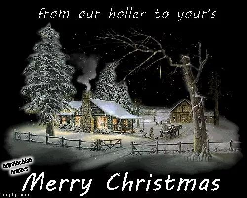 merry christmas log cabin country tennessee winter snow