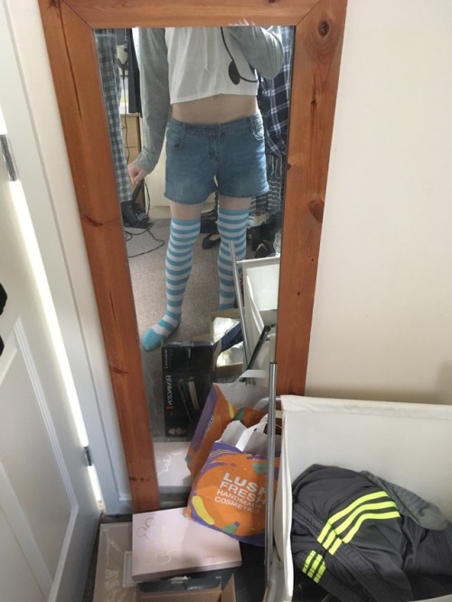 cute trap thigh highs crop tops
