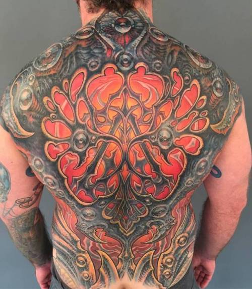 Tattoo tagged with: backpiece, huge, biomechanical, facebook, twitter, guyaitchison