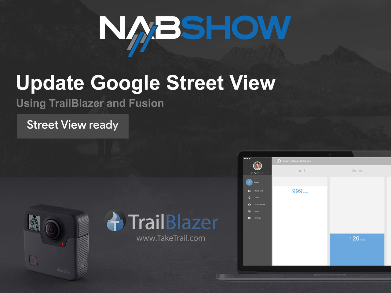 Come visit us at NAB Show from April 8 - 11th at the #LasVegasConvention Center! We will be presenting TrailBlazer with our friends at GoPro. Come find us in their booth, C8008, in the Central Hall. We look forward to seeing you there! #NABSHOW