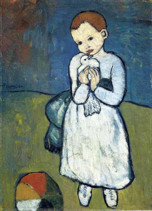 art-of-darkness:Pablo Picasso — Child with Dove, 1901....