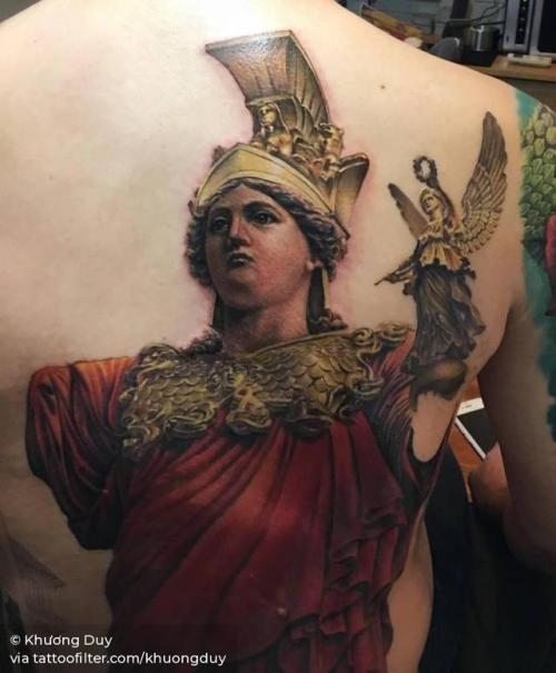 Athena statue tattoo design for a friend.