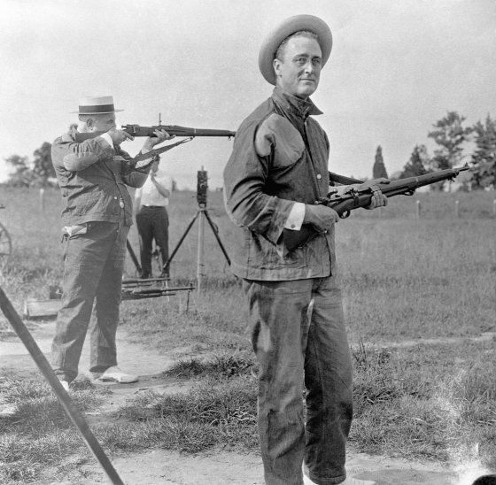 Historical Firearms - Franklin Roosevelt with a Springfield 1903 Seen...