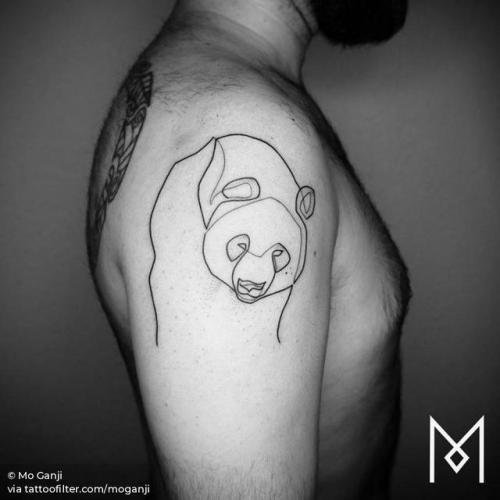 By Mo Ganji, done in Berlin. http://ttoo.co/p/32492 continuous line;bear;line art;moganji;big;animal;panda;facebook;twitter;minimalist;shoulder