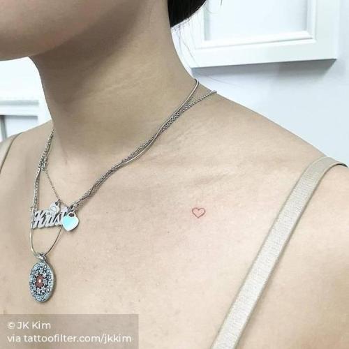 By JK Kim, done in Queens. http://ttoo.co/p/36387 small;collarbone;jkkim;micro;heart;conventional heart;tiny;love;ifttt;little;red;minimalist;experimental;other