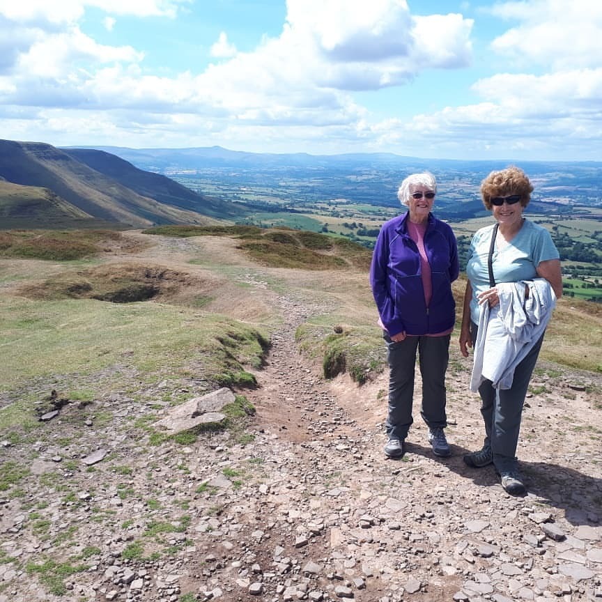<p>Amazing my 2 guests aged 87 and 82 climbed Twmpa today as part of our Mountain, Monks and Books tour. We also visited #patrishow and #cwmyoy churches, #llanthonypriory , #capelyffin , #hayonwye , #bronllys #castle and #llangorse lake. (at Black Mountains)</p>