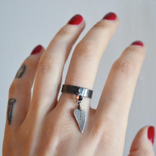 Find this Heart Vane Charm Ring with garnet at @portcityblue...