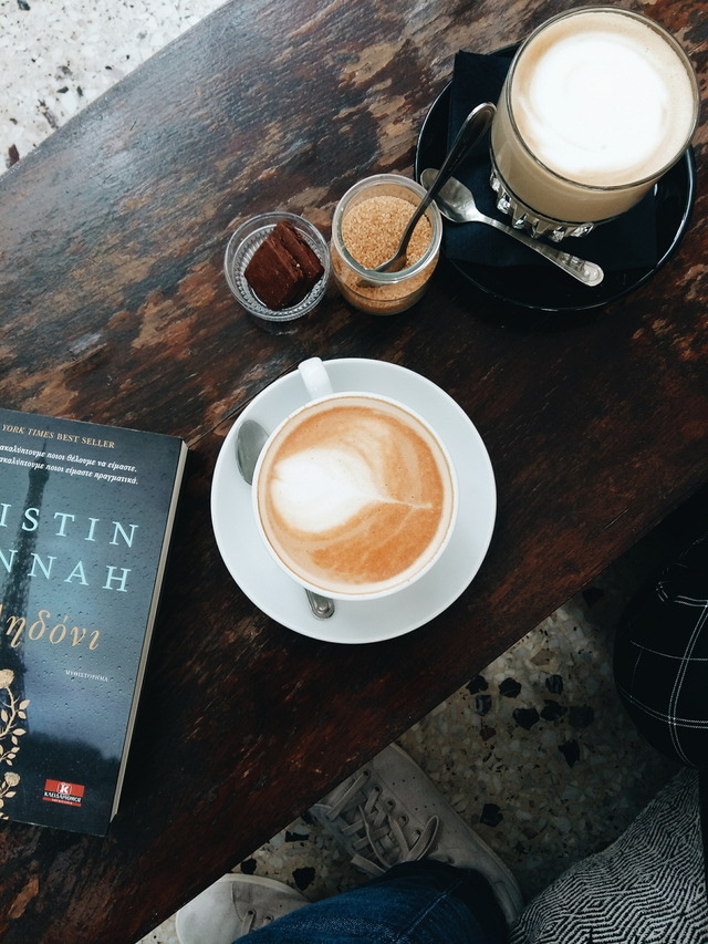 books, coffee, tea — bookishgr: One of the best coffee places I’ve...