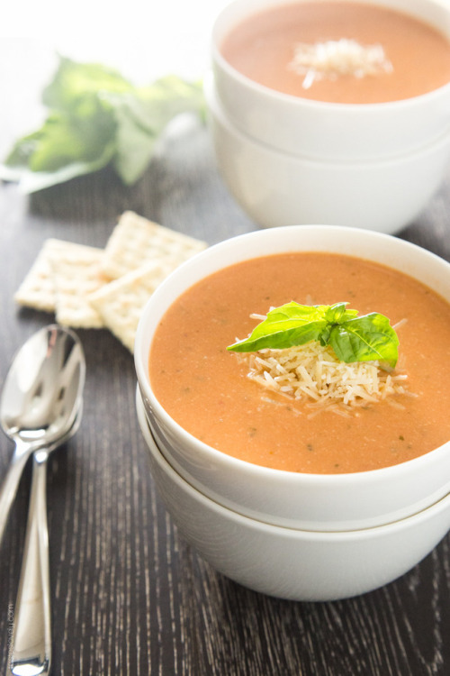 Creamy Tomato Basil Soup with Parmesan