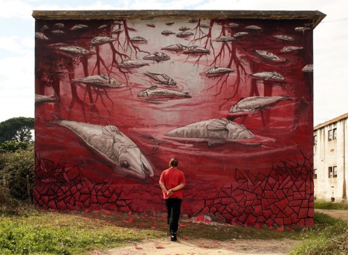 streetartglobal:Poisoned fish by Violant in Portugal...