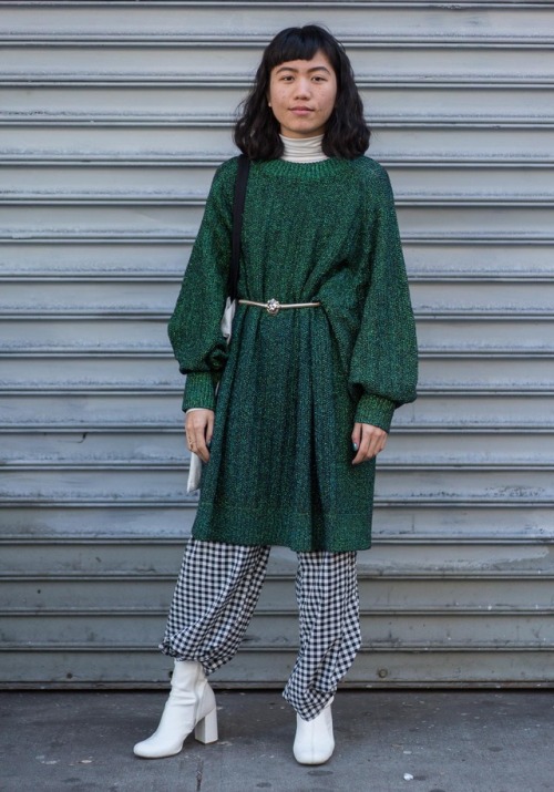 nyc-looks:Linh, 19“I am wearing an H&M XL glitter sweater...