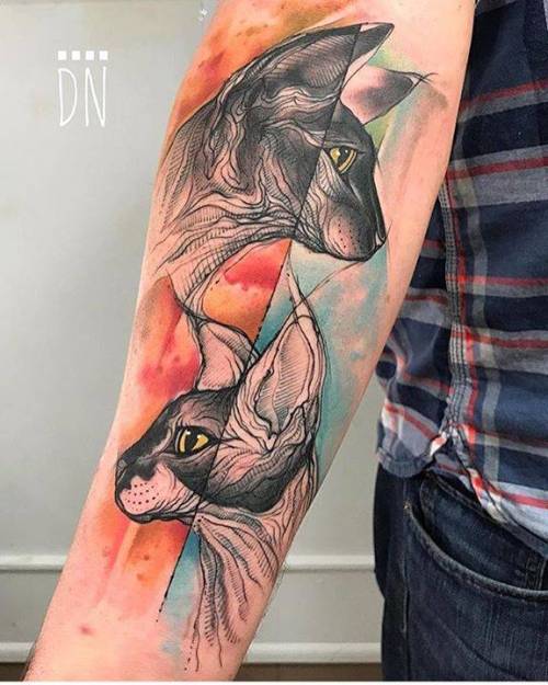 By Dino Nemec, done at Lone Wolf Private Tattooing Studio,... dinonemec;sketch work;pet;feline;big;animal;facebook;twitter;inner forearm;cat