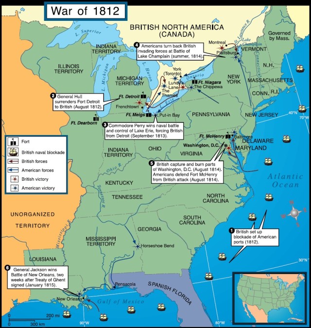 The War of 1812 (1812–1815) was a conflict fought... - Maps on the Web
