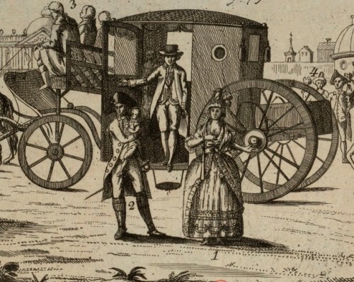 tiny-librarian:
“Detail of a print depicting the return of the Royal Family to Paris after the Flight to Varennes. Louis XVI is shown exiting the carriage, with Marie Antoinette standing in front of it, and Louis Charles is in the arms of an...