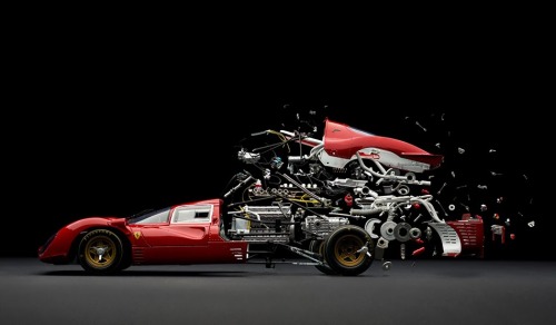 “Exploded” 1954 Mercedes Benz 300 SLR & 1967 Ferrari 330 P4