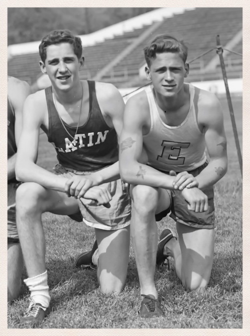 fineyoungmen:Latin and Eton track meet in 1954.Source: Leslie...