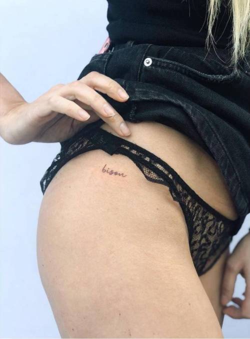 By Zayahastra, done in London. http://ttoo.co/p/181783 small;zayahastra;hip;micro;french word;line art;languages;tiny;ifttt;little;french;bisou;minimalist;word;fine line