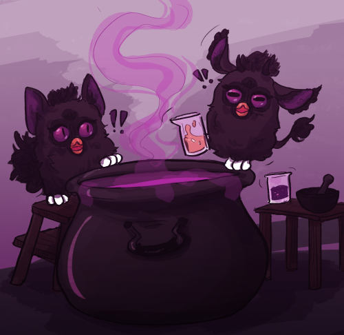 witches cat furby