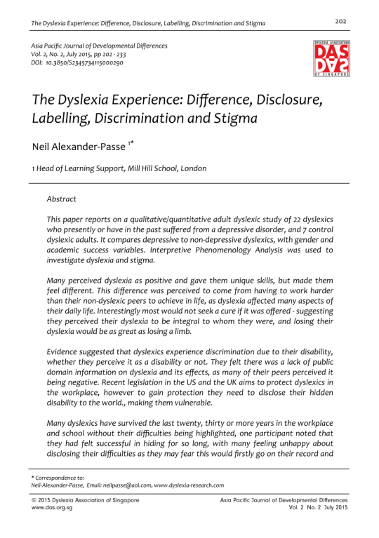 thesis dyslexia research paper