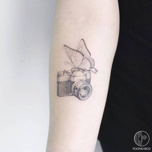 By Karry Ka-Ying Poon · Poonkaros, done at Iris Tattoo Miami,... insect;small;single needle;butterfly;animal;tiny;ifttt;little;poonkaros;inner forearm;camera;other
