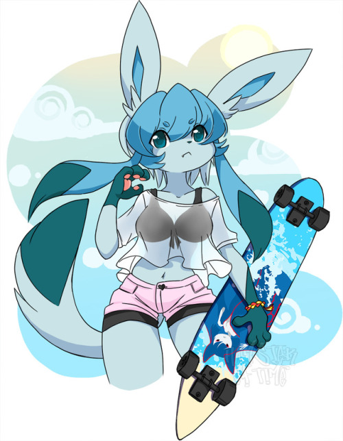 hamsterherooftime:Beatriz the longboarding glaceon!glaceon ©...