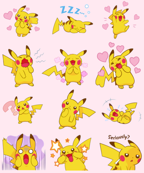 pokemon-personalities:adorable pikachu line app stickers!!