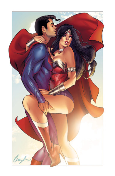 Superman e Wonder donna cartoon pornocaldo nero pulcini porno
