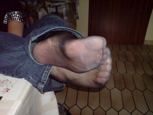 my wifes sweaty Nylon Feet