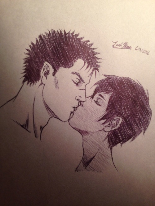 idrawprettyboys:Guts and Casca from Berserk Drawn on newsprint...