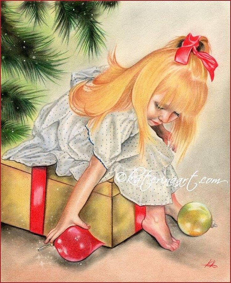 Katerina Art Gifts Under The Christmas Tree 8 X10 Color