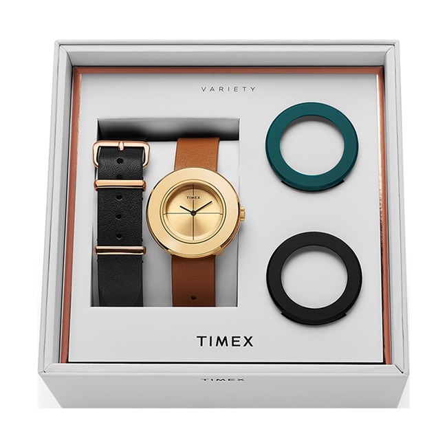 【TIMEX】天美時 復刻系列 限量手錶禮盒組(金/黑/咖啡TXTWG020300)