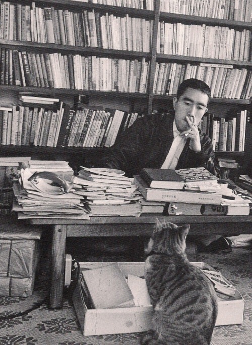 theasmontichronicles:Yukio Mishima and a cat.