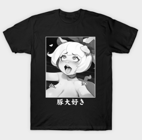 cyancapsule:“ I love pigs ” Ahegao Emelie shirt!Made this...