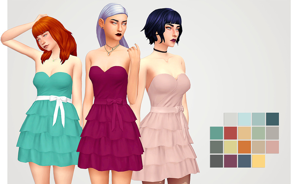 â€¢ BG dress recolored in @cupidjuice â€˜s dream pop palette (add-on to the existing swatch)
â€¢ all colors have a white ribbon option
â€¢ i actually love this dress in these nicer colors itâ€™s my new favorite
â€¢ download [sfs]