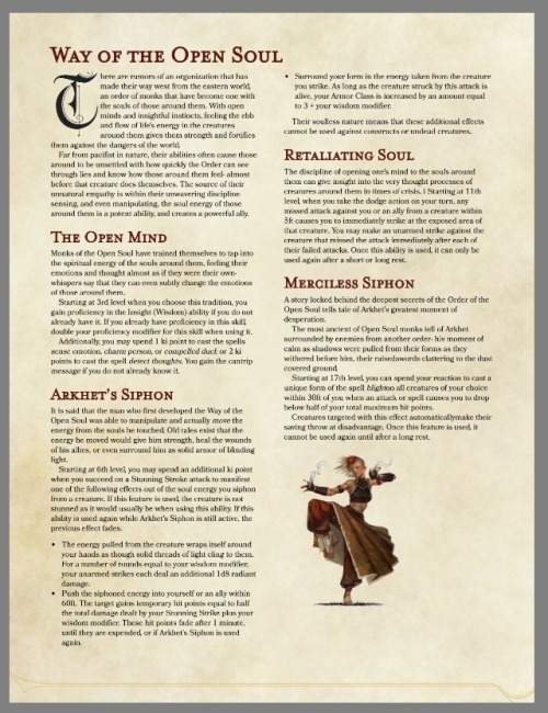 erronsemporium:A new monk subclass- The Way of The Open...