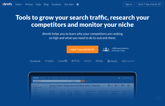 Ahrefs homepage Ahrefs homepage