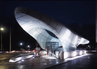 architectureuberalles:<br /><br />Nordpark Railway Stations (2004-2007) Innsbruck, Austria. Zaha Hadid.