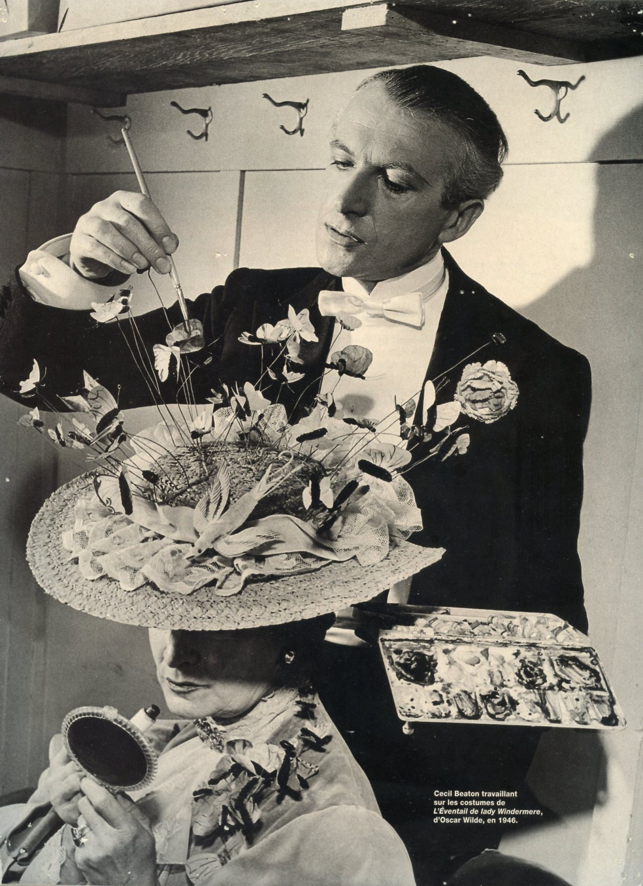 robert-hadley: “Cecil Beaton at work on costumes for ‘Lady Windermere’s Fan’, 1946. ”